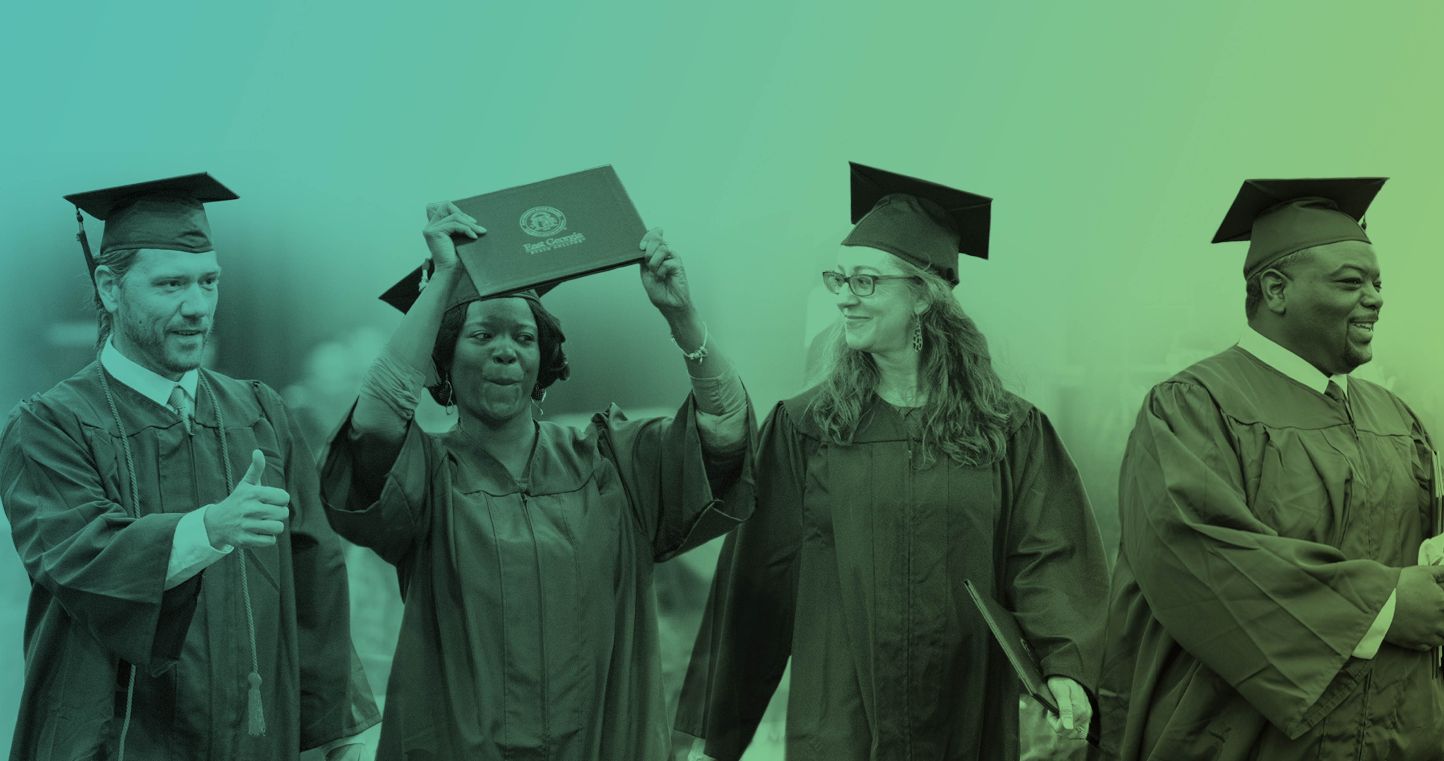 adult learners in graduation regalia